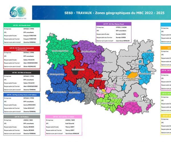 Carte TRAVAUX réseaux SE60