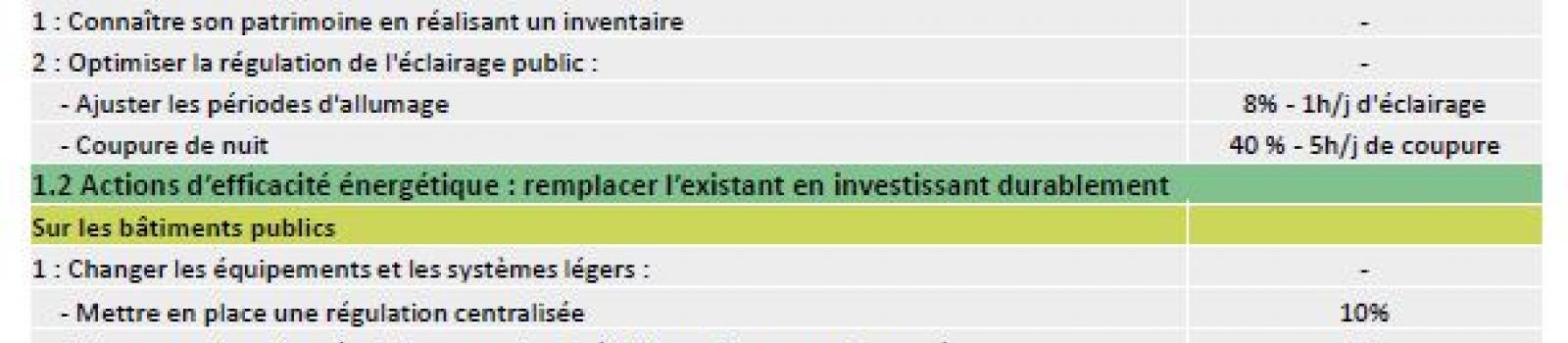 Plan d'action sobriété efficacité énergétique