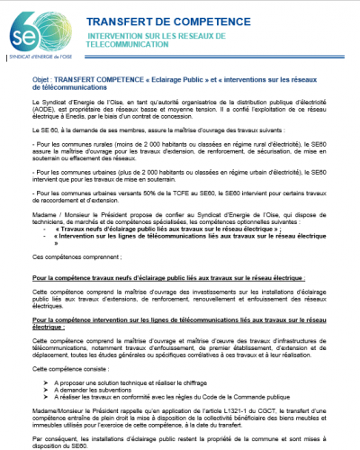 Transfert de compétence EP ERT Telecom