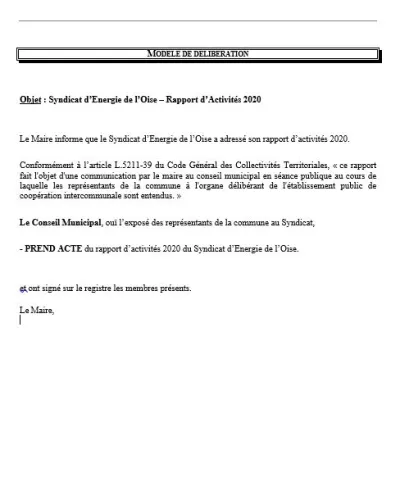 Modèle délibération RA 2020