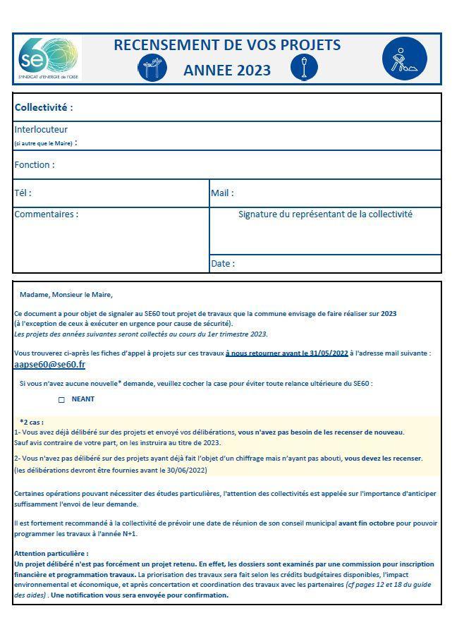 Fiche recensement travaux